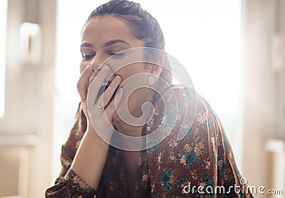 It`s the smile of a satisfied woman Stock Photo