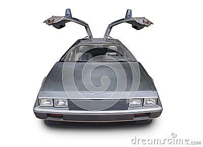 1980s Delorean on white Stock Photo