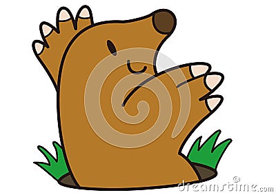 It's spring and a happy mole emerges from the ground Vector Illustration