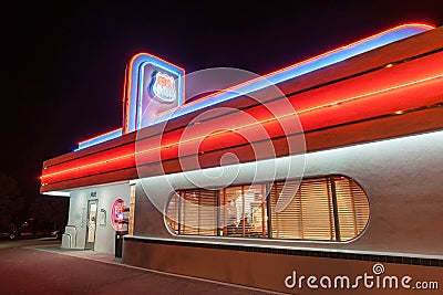 50's style Diner on Historic Route 66, Albuquerque, New Mexico, Editorial Stock Photo