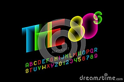 The 80s style font Vector Illustration