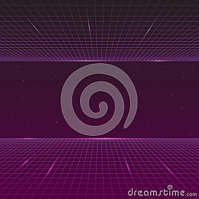 80s style, futuristic synth retro wave, future retro line background Vector Illustration