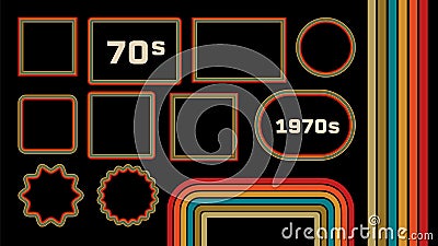 1970s Style Museum Picture Frames Vector Set Vector Illustration