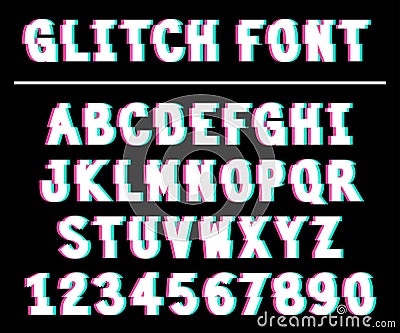 80s style VHS glitch font Vector Illustration