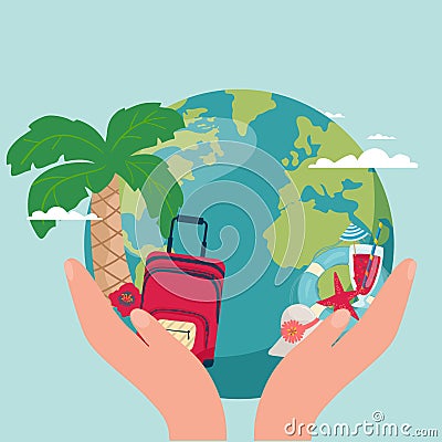 It s Time to Travel. Trip to World. Travel to World. Vacation. Road trip. Tourism. Travel banner. Journey. Travelling Vector Illustration