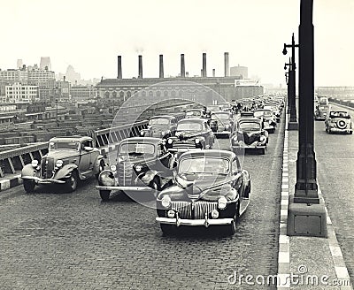 1940s traffic congestion in New York City Stock Photo