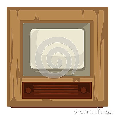 40s TV set, house item, retro device, movie and news broadcasting Vector Illustration