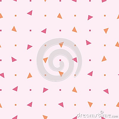 80s vector seamless pattern with triangle and square geometric motifs. Bright simple geometric background. Vector Vector Illustration