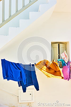 It`s windy - clothes outdoor in the wind Stock Photo