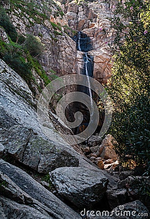 Sardinia. Villacidro. Sa Spendula waterfall. Small leap of water between the Iglesiente mountains Stock Photo
