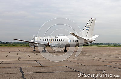 SAAB airplane fron Argentinian Air Force in Palomar, Argentina Editorial Stock Photo