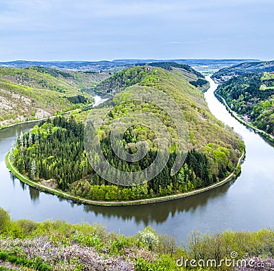 Saar loop at Mettlach Stock Photo