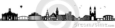 Saarbrucken germany skyline black isolated Vector Illustration