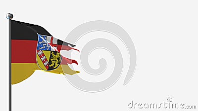 Saarland 3D tattered waving flag illustration on Flagpole. Cartoon Illustration