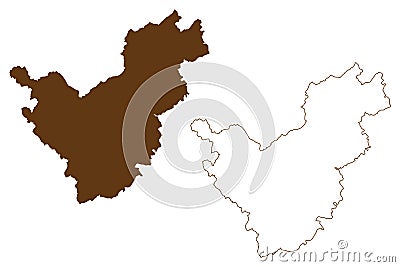 Saarlouis district Federal Republic of Germany, State of Saarland, Rural district map vector illustration, scribble sketch Vector Illustration