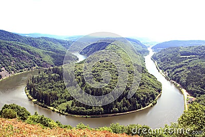 Saarschleife river saar Stock Photo