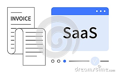 SaaS Application with Invoice Management Elements for Efficient Business Operations Vector Illustration