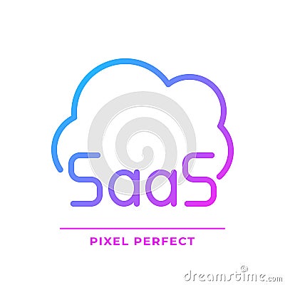 SaaS cloud computing pixel perfect gradient linear vector icon Vector Illustration