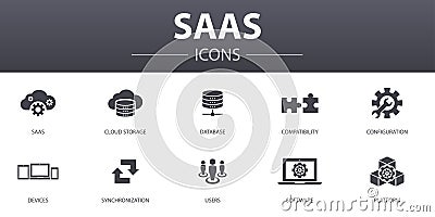SaaS simple concept icons set. Contains Vector Illustration