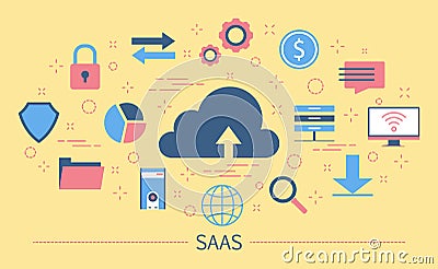 SAAS or software as a service concept Vector Illustration