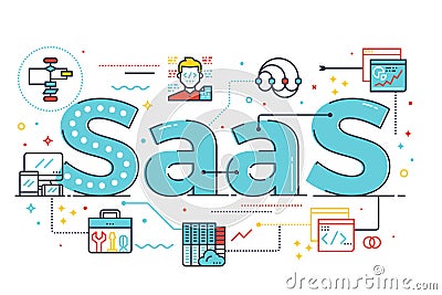 SaaS word illustration Vector Illustration