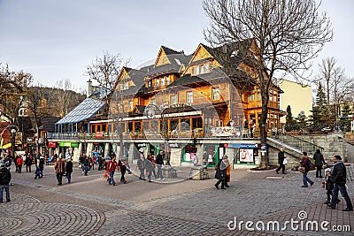 Sabala Hotel towering over Krupowki in Zakopane Editorial Stock Photo