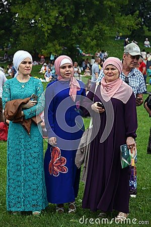 Sabantui celebration in Moscow. Visitors. Editorial Stock Photo