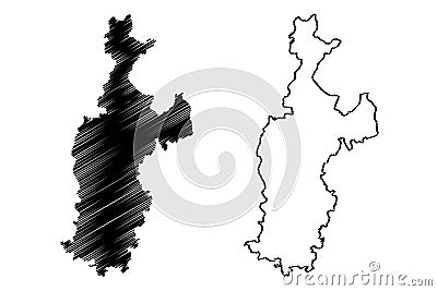 Sabarkantha district Gujarat State, Republic of India map vector illustration, scribble sketch Sabarkantha map Vector Illustration