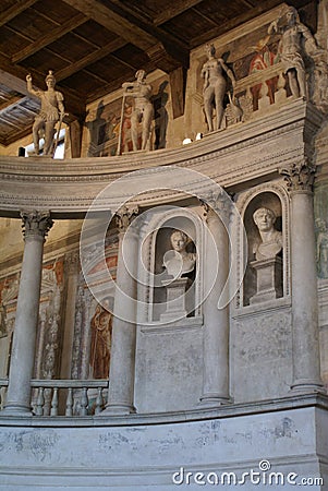 Sabbioneta, Mantua Italy - March 2010: interior of Teatro all`Antica, detail Editorial Stock Photo