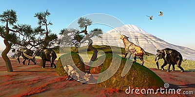 Saber Toothed Cat Family Stock Photo
