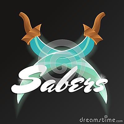 Sabers game element with crossed swords Vector Illustration