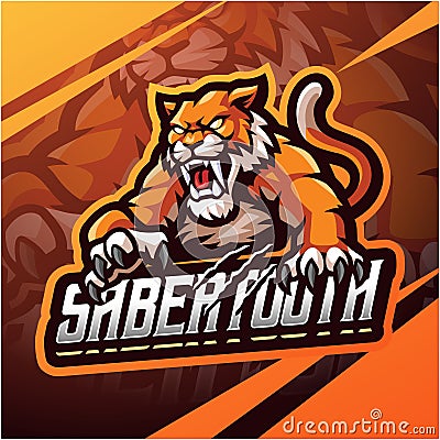 Sabertooth esport mascot logo design Vector Illustration