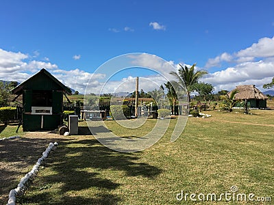 Sabeto mud pools with the reception booth in Nadi, Fiji Stock Photo