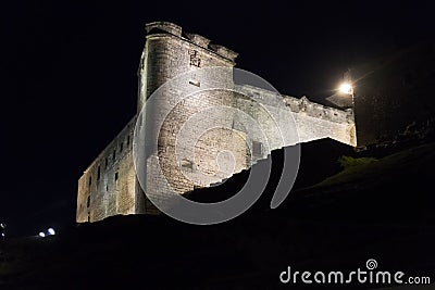 Sabiote village castle at night, Jaen, Spain Stock Photo