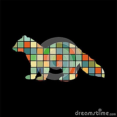 Sable marten mink mammal color silhouette animal Vector Illustration