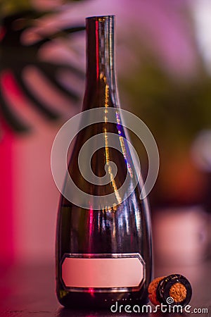 Sabrage is a technique for opening a champagne bottle with a saber Stock Photo