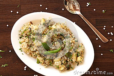 Sabudana khichdi is a light dish made with sabudana. Stock Photo