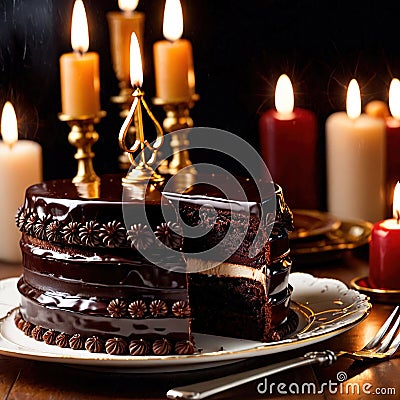 Sacher Torte , traditional popular sweet dessert cake Stock Photo