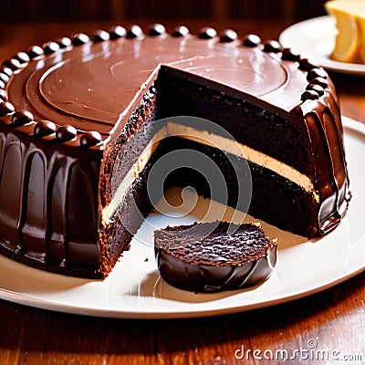 Sacher Torte , traditional popular sweet dessert cake Stock Photo