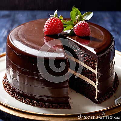 Sacher Torte , traditional popular sweet dessert cake Stock Photo