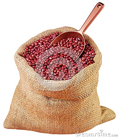 SACK OF ADUKI BEANS CUT OUT Stock Photo