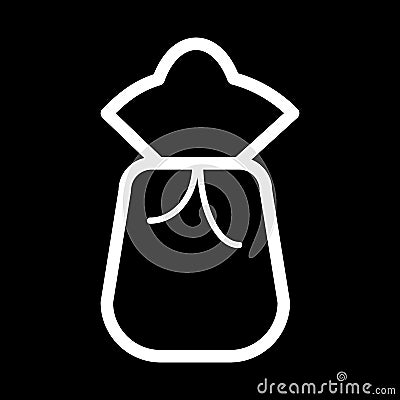 Sack or bag vector icon. Black and white bag illustration. Outline linear icon. Vector Illustration