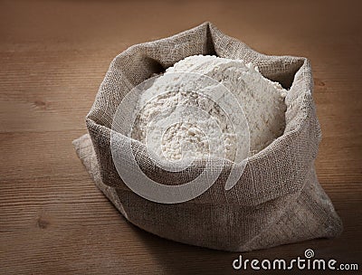 A sack of flour on the board Stock Photo