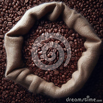 sack of fresh coffee beans for a great start Stock Photo
