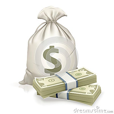 Sack and money Vector Illustration