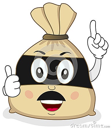 Sack of Money with Mask and Mustache Vector Illustration