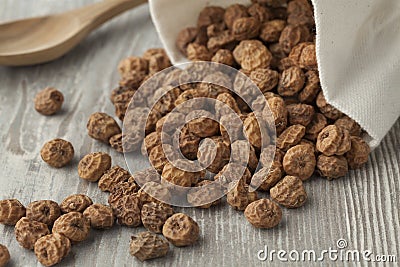 Sack with tiger nuts Stock Photo