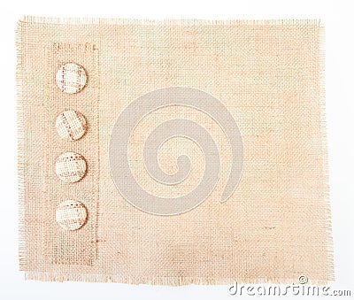 Sackcloth baner with buttons as decor Stock Photo