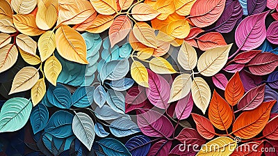 sackcloth with multicolor leaves decor Stock Photo