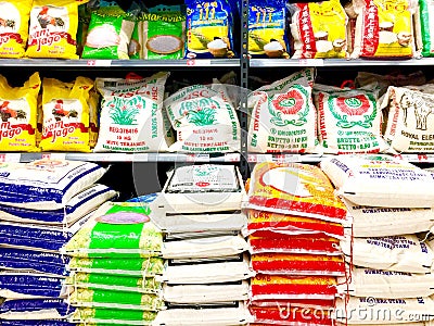 Sacks of rice Editorial Stock Photo